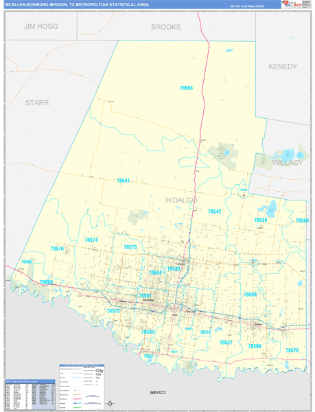 McAllen-Edinburg-Mission, TX Metro Area Zip Code Map